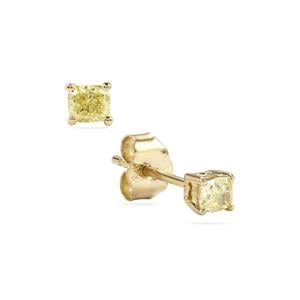 9K Gold Earrings That includes 1/3 Carat Angolan Yellow Diamonds