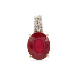 9K Gold Pendant with Malagasy Ruby and Diamond, Whole Gem Weight 7cts (F)