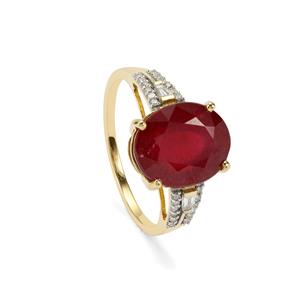 9K Gold Tomas Rae Ring that includes Malagasy Ruby and Diamond, Complete Gem Weight 7.30cts (F)