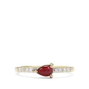 9K Gold Tomas Rae Ring with Greenland Ruby & Canadian Diamond, Whole Gem Weight 0.86ct