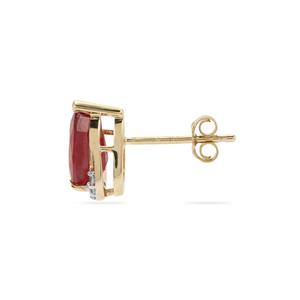 Bemainty 9K Gold Earrings with Ruby and White Zircon, Whole Gem Weight 3.75cts (F)