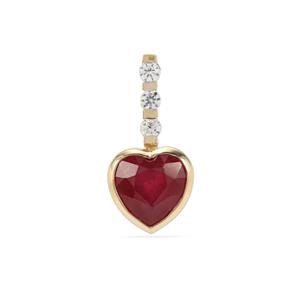 Bemainty Ruby & White Zircon 9K Gold Pendant ‘The Crimson Coronary heart’ – Whole Gem Weight 3.85cts (F)