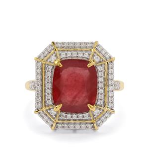 Bemainty Tomas Rae Ring in 9K Gold with Ruby and White Zircon, Complete Gem Weight 6.70cts (F)