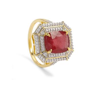 Bemainty Tomas Rae Ring in 9K Gold with Ruby and White Zircon, Complete Gem Weight 6.70cts (F)