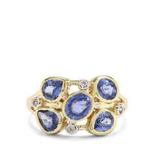 Ceylon Blue Sapphire and White Zircon 9K Gold Tomas Rae Ring with a Complete Gem Weight of two.30cts