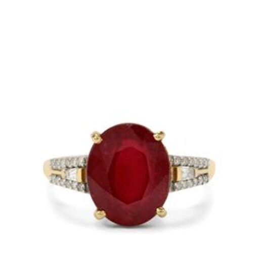 9K Gold Tomas Rae Ring that includes Malagasy Ruby and Diamond, Complete Gem Weight 7.30cts (F)