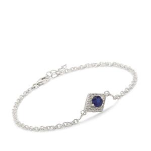 Sterling Silver Bracelet with Madagascan Blue Sapphire and White Zircon, Whole Gem Weight 1ct (F)