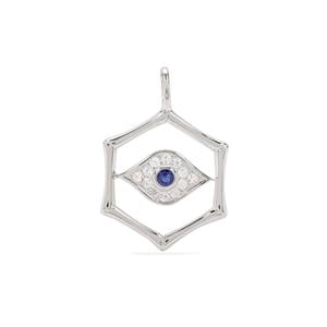 Sterling Silver Pendant that includes ‘The Evil Eye’ Design with Madagascan Blue Sapphire and White Zircon