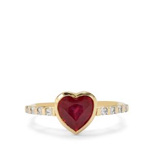 'The Crimson Coronary heart' Bemainty Ruby and White Zircon 9K Gold Ring with a Whole Gem Weight of two.90cts (F)